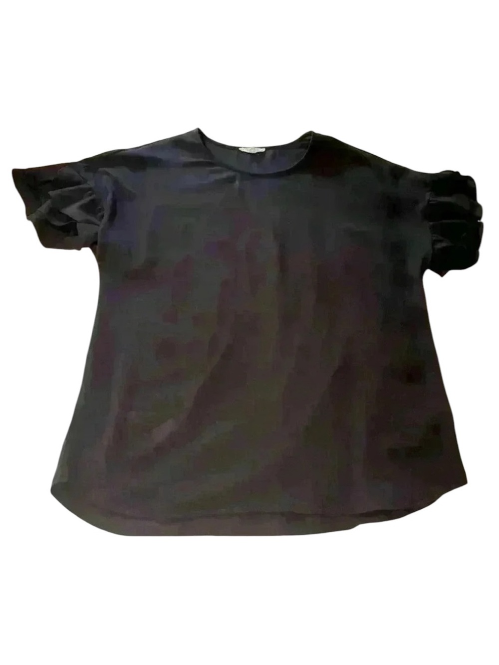 Pleione Black blouse with ruffle in the sleeves. By pleione _Size medium - Picture 3 of 5